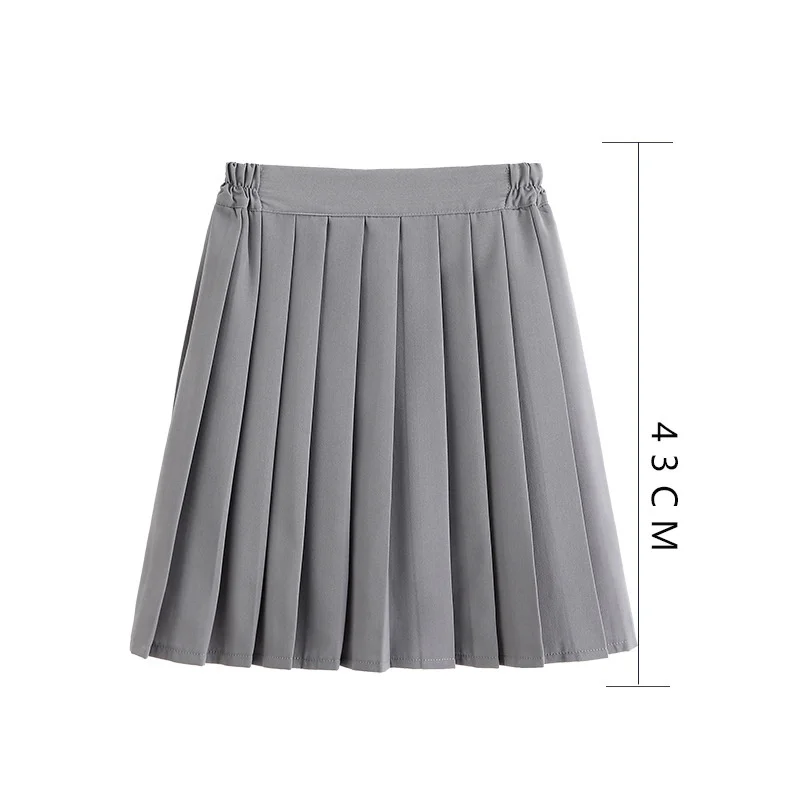 Women Schoolgirls High Waist Pleated Skirts Harajuku 3 Types Lengths Solid Casual Black Gray Korean Style Uniform Skirt School 4