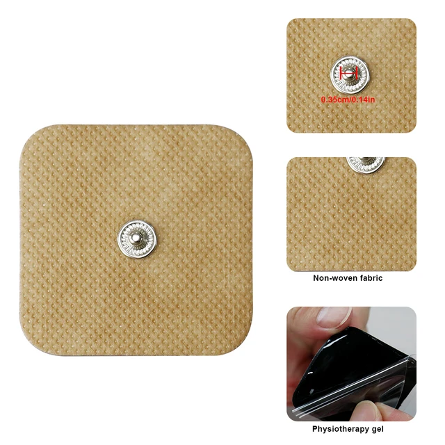 TENS Unit Replacement Pads Latex Free Electrodes Compatible With EMS Muscle Stimulator Use 3.5mm Button Connector Lead Wires 4