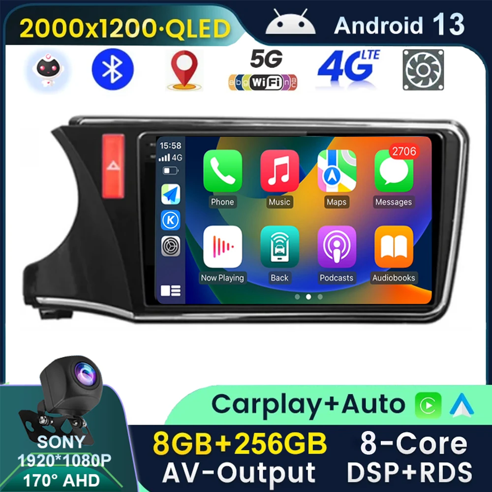 

2K Android 13 для Honda CITY 2014 2015 2016 2017 2018 2019 автомобильное радио, мультимедийный видеоплеер, навигация, стерео GPS DSP 2 Din DVD
