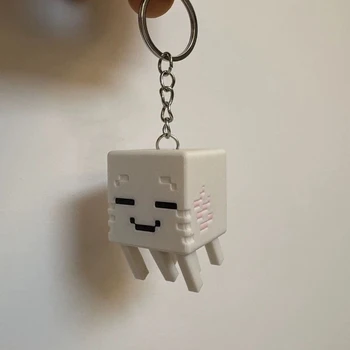 Game Ghast Cosplay Keychain Kawaii 3D Printing Keyring Key Chain Desktop Decoration Bag Accessory Ornament Prop 1