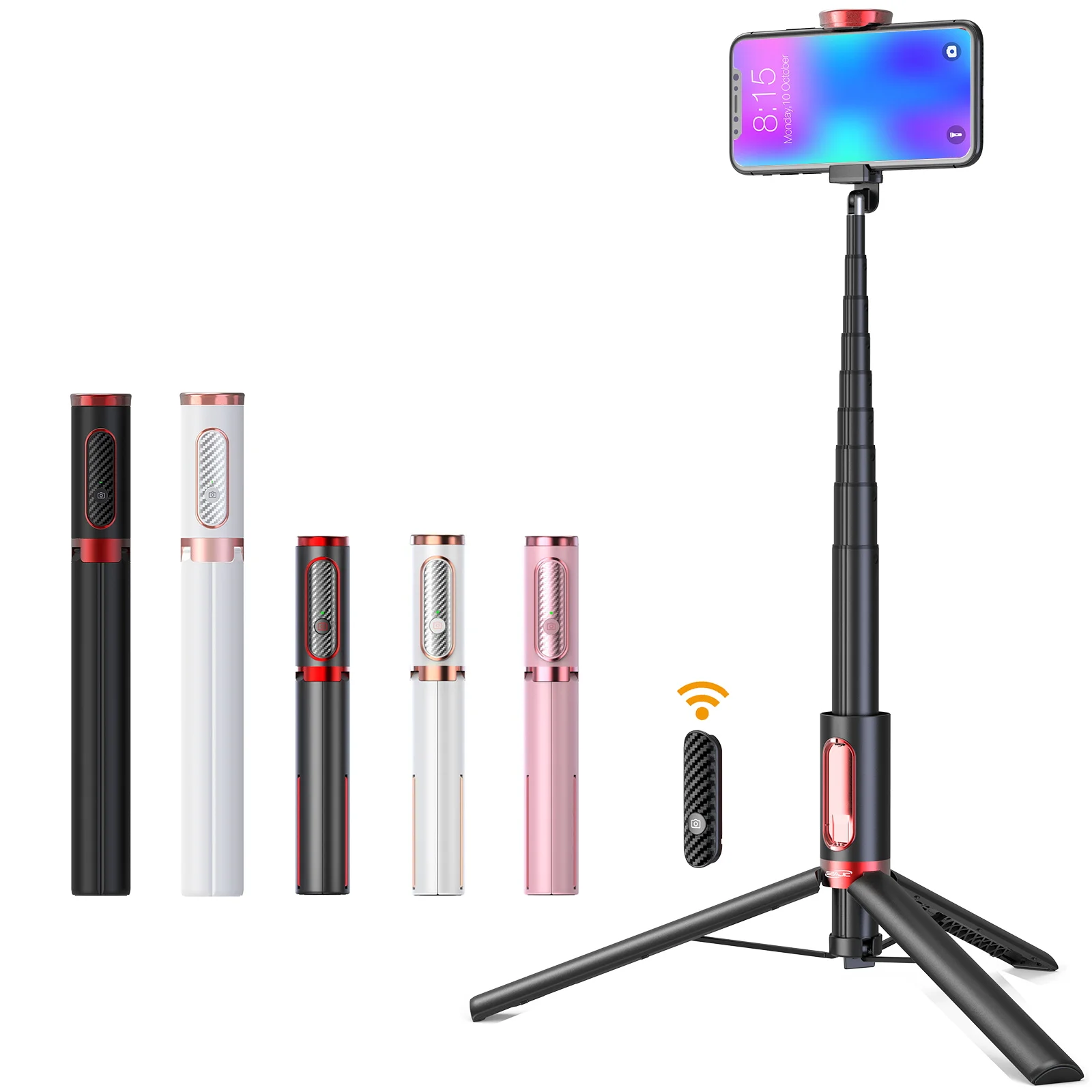 Tripé sem Fio Selfie Stick com Controle Remoto Suporte para Telefone Extensível Mini Telefone Suporte para Ios e Android Novo 81cm 150cm