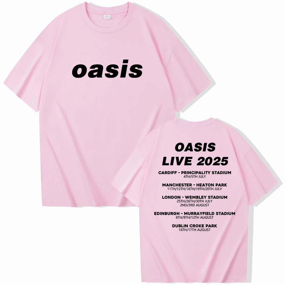 新品XXL！OASIS 2025 LIVE TOUR オフィシャルTシャツ白 OASIS Live 25 Tour 2025 T-shirt O-Neck Short Sleeve Shirts