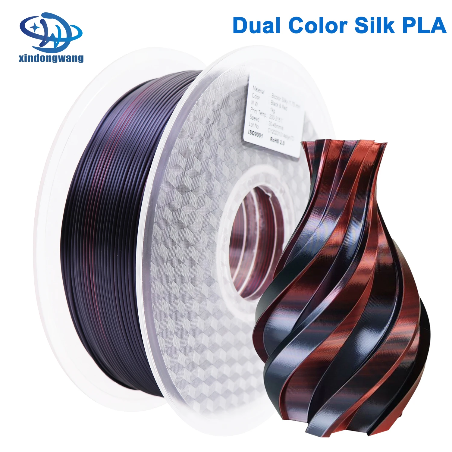 

New Dual-Color Silk PLA Filament Two Color 1.75mm 1KG High Quality Plastic For 3D Printing FDM Printer