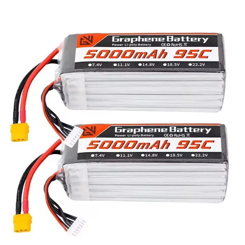 Lipo Батарея 6S 5000 мАч XT60 XT90 EC5 95C 22,2 В RC Lipo Батарея для квадрокоптера Самолета Автомобиль Грузовик 500 600 Вертолет