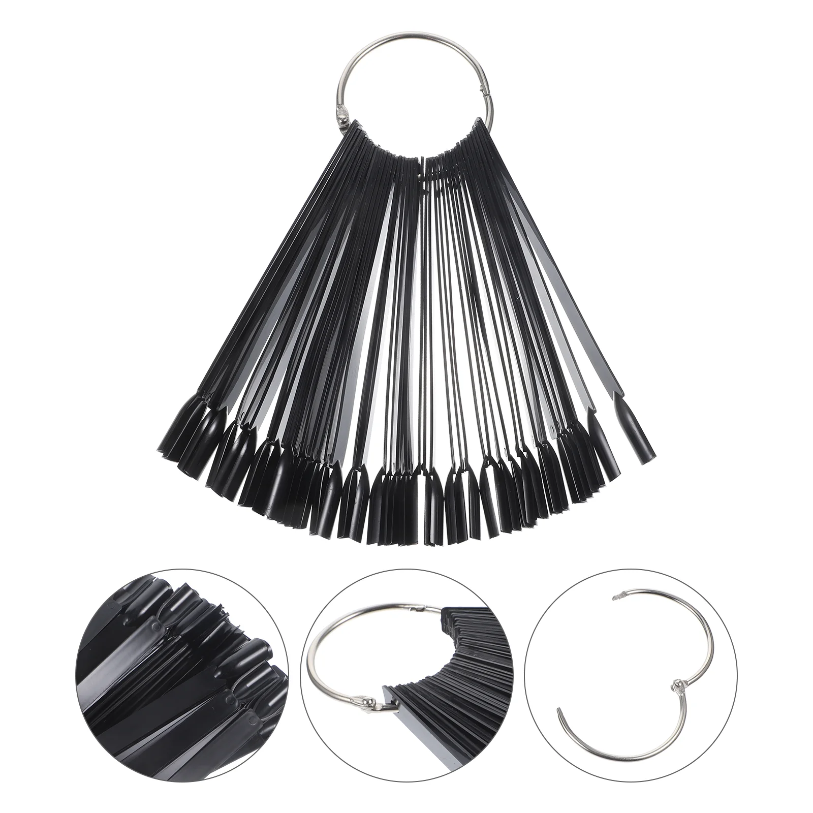 

Solustre Nail Glitter False Nail Polish Board Art Tips Nail Sample Sticks With Metal Ring White False Nails