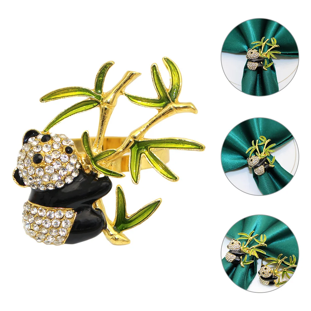 

6pcs Alloy Animal Napkin Rings Decorative Cartoon Panda Napkin Buckles Dinging Table Centerpiece
