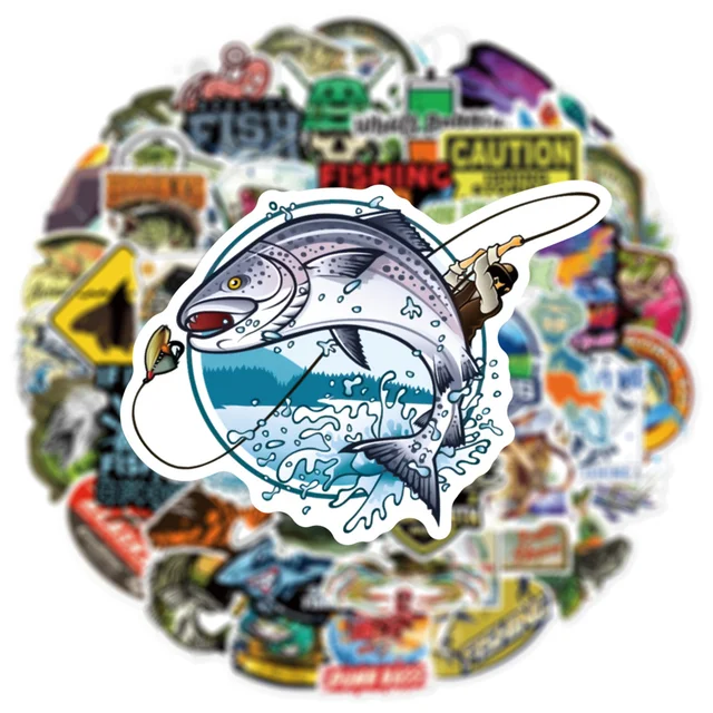 50pcs Cartoon Fishing Gear Outdoor Fishing Stickers For Motorcycle