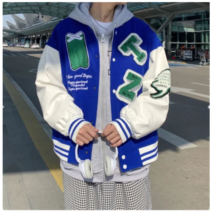 Men's Baseball Jersey American Spring and Autumn Fashion Brand Coat Loose Relaxed Versatile Couple Jacket Men's Jacket A0038