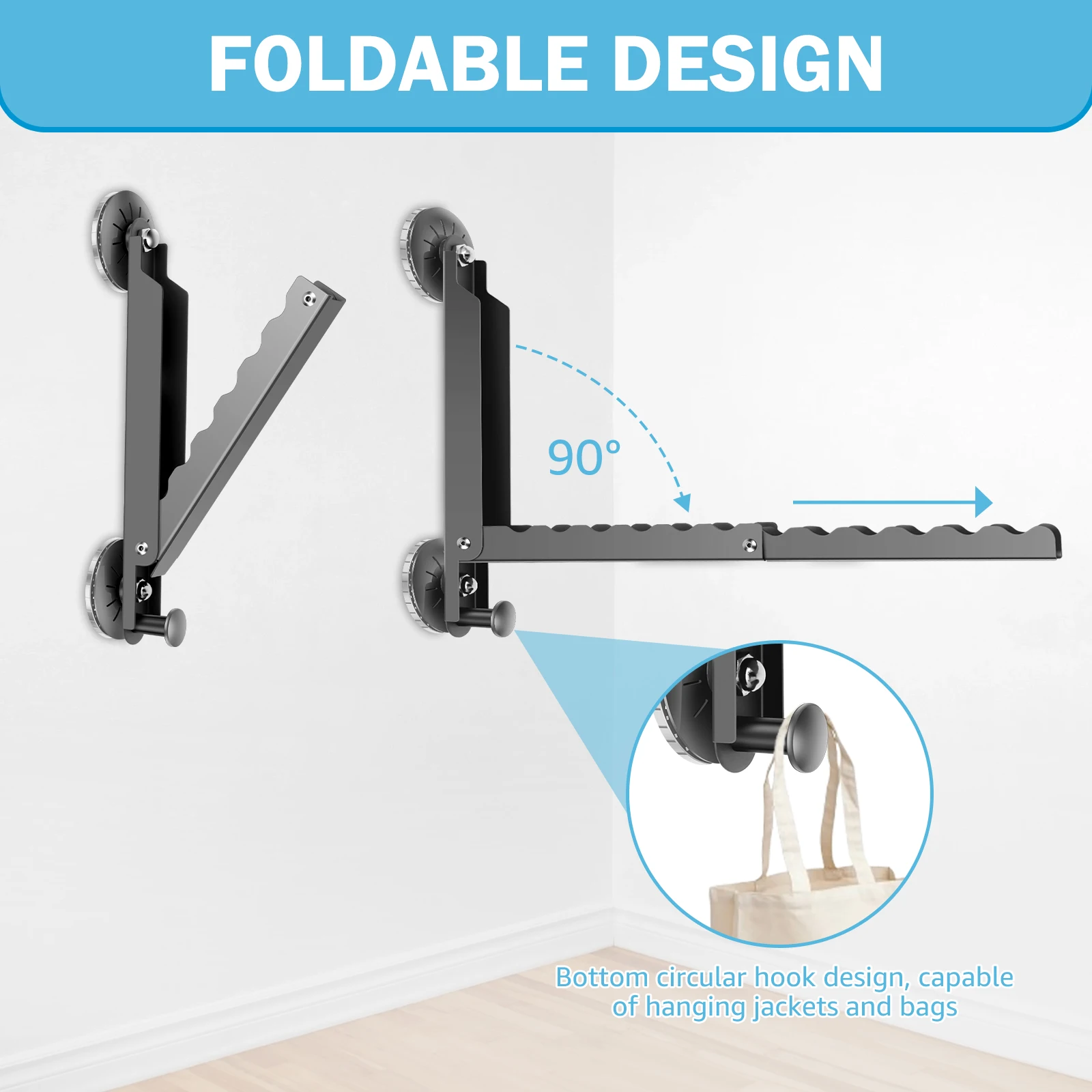 2PCS Wall Mount Indoor and Outdoor Retractable Aluminum Cloth Drying Rack Folding Clothes Hanger Space Saving for Bathroom Home