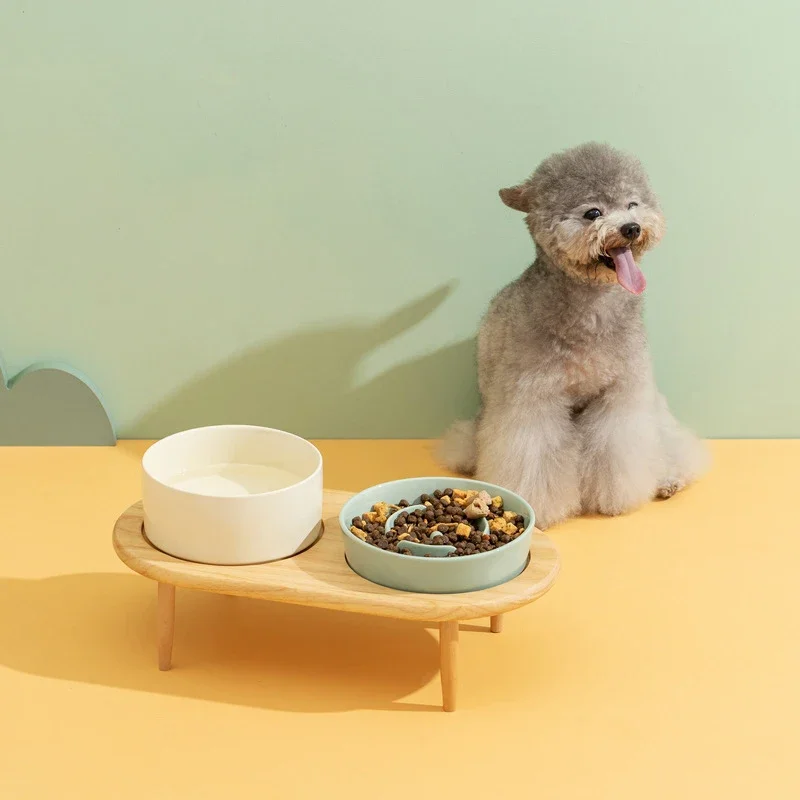 Juego De Cuencos De Agua Y Comida Para Gatos De Cerámica Para Evitar Derrames Cuenco Elevado De Com Ticfox