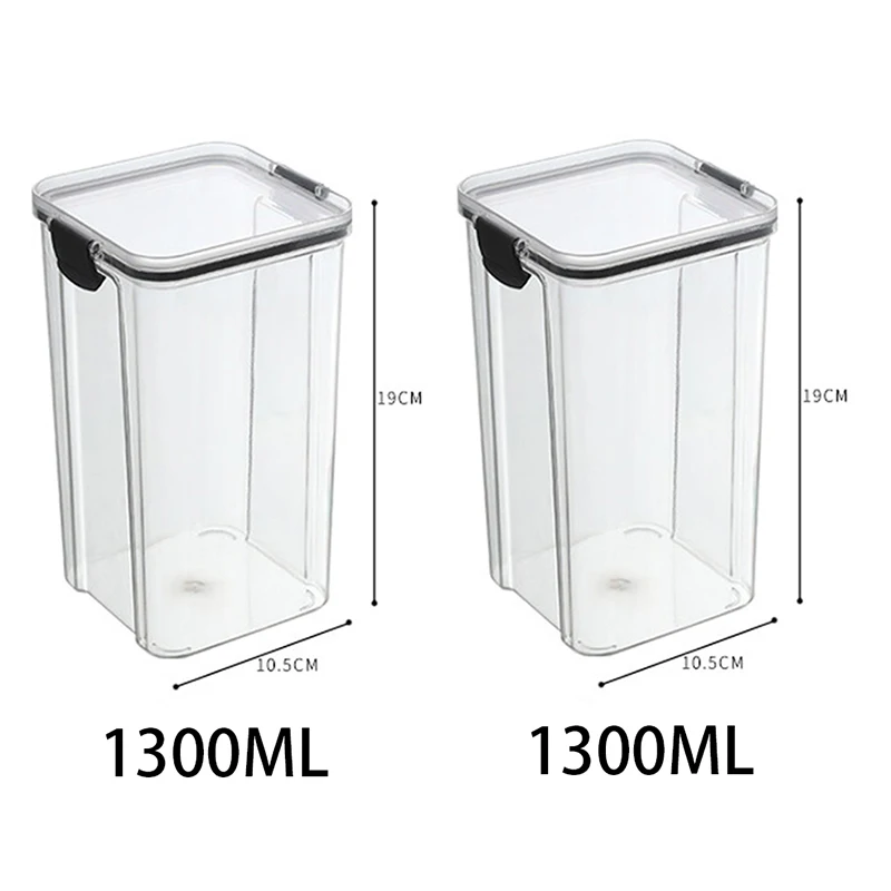 Set of 5 Stackable Transparent Food Storage Containers - Plastic Pantry Organizer Sealed Jars