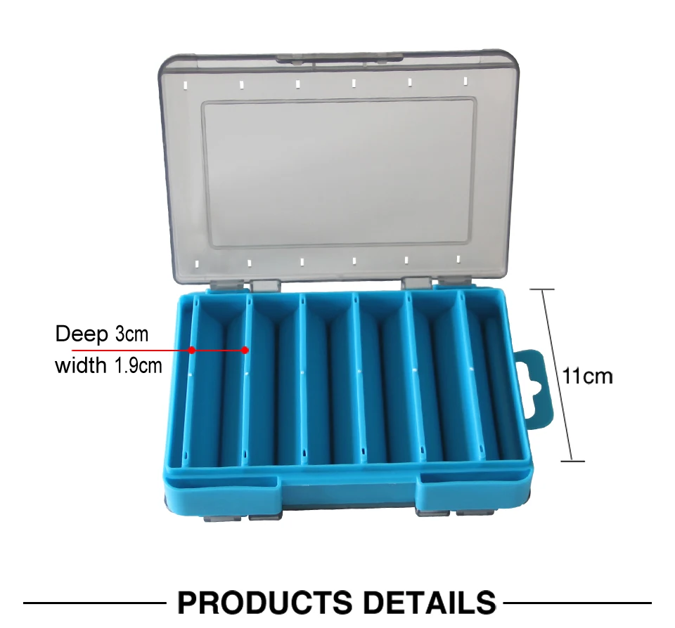 Doppelseitige Angelgerät-Aufbewahrungsbox für Spinner, Köder, Egi-Werkzeugkasten, künstlicher Köderkoffer, Fischerzubehör, Organizer – Detail 5