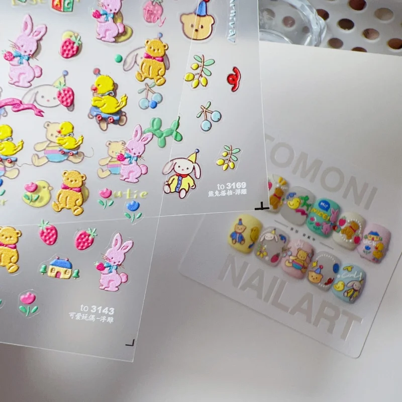 

[Meow.Sensei] Tomoni Relief Nail Stickers Popular Cute Nail Sticker Factory Wholesale Japanese Bear and Rabbit Doll 3143