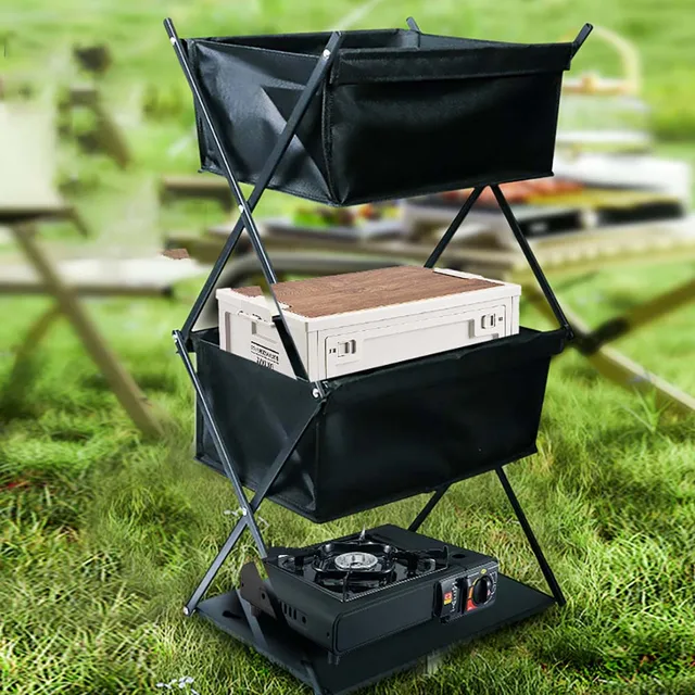 TARKA Camping Storage Rack – Three-Layer Folding Portable Shelf 6