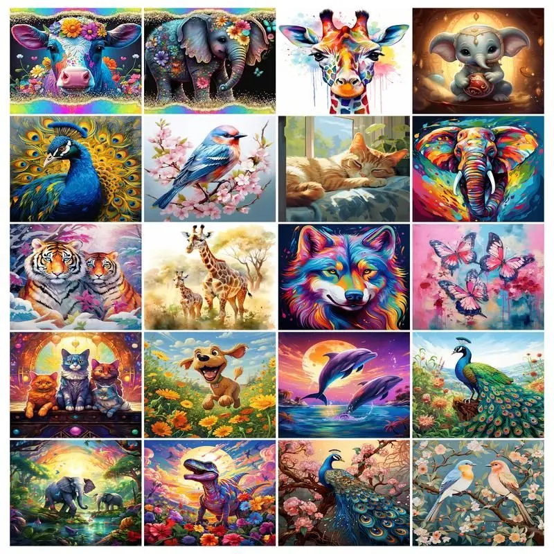 

GATYZTORY Frame Painting By Numbers For Kids Elephant Handiwork On Canvas Diy Gift Animals Paint Kit Canvas Painting Room Decor