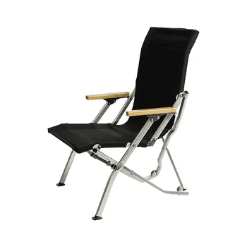 Outdoor Folding Chair Portable Relaxing Aluminum Alloy Backrest Wooden Arm Fishing Beach Travel Garden Patio Camping Chair 1