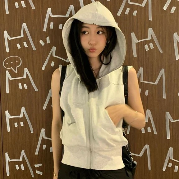 2025 Zipper Pocket Design Women Crop Top Y2k Aesthetic