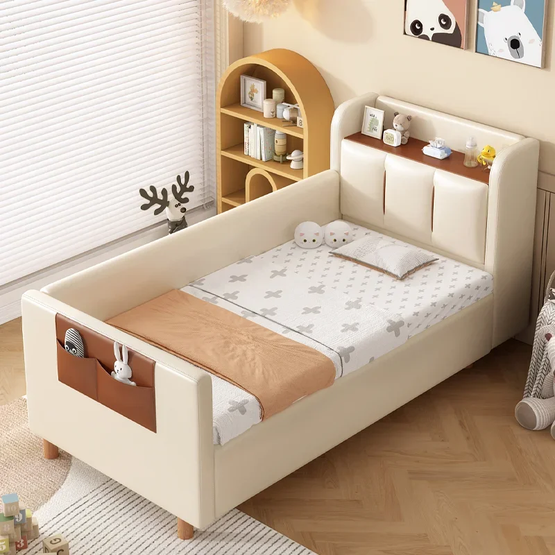Children's Small Splicing Large Bed with Guardrail Widened Splicing Side, Newborn Baby Crib Baby Bassinet