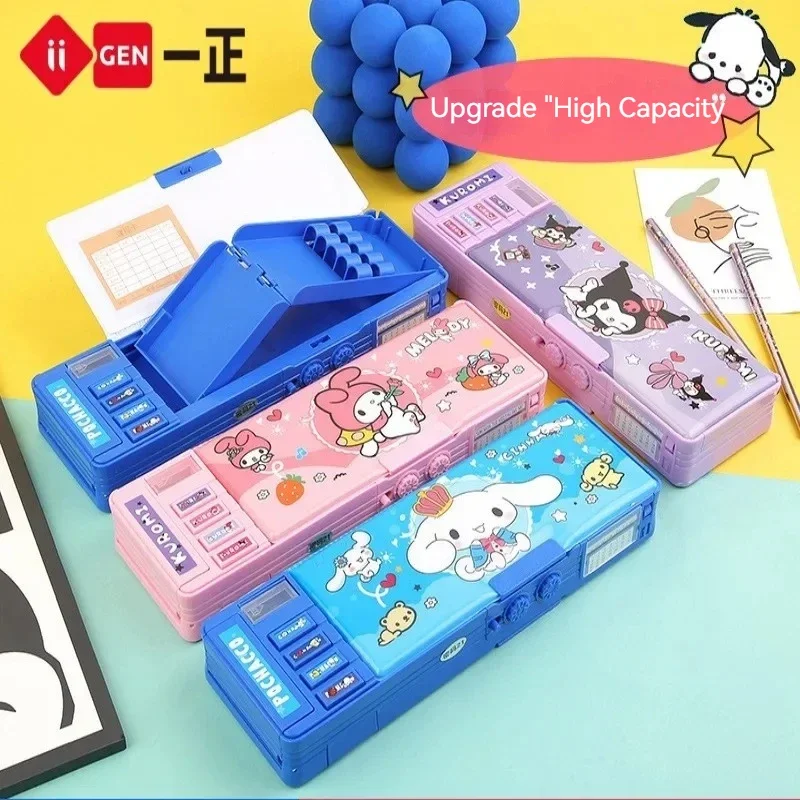 New Sanrio Stationery Box Kuromi Melody Stationery Box Password Lock Multi Functional Large Capacity Pencil