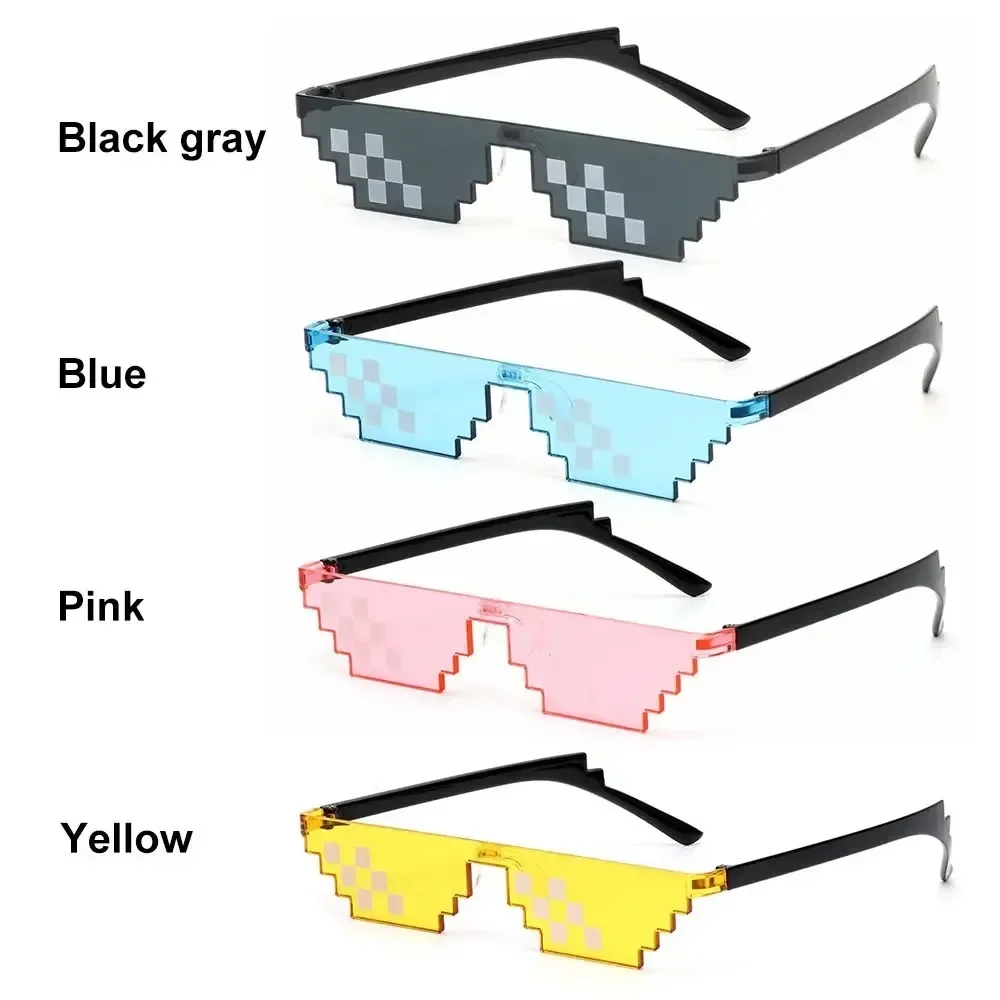 1/2/3/6Pcs Mosaic Sunglasses Cool Party Vintage Shades Eyewear For Men Pixelated Sunglasses Funny Women Glasses