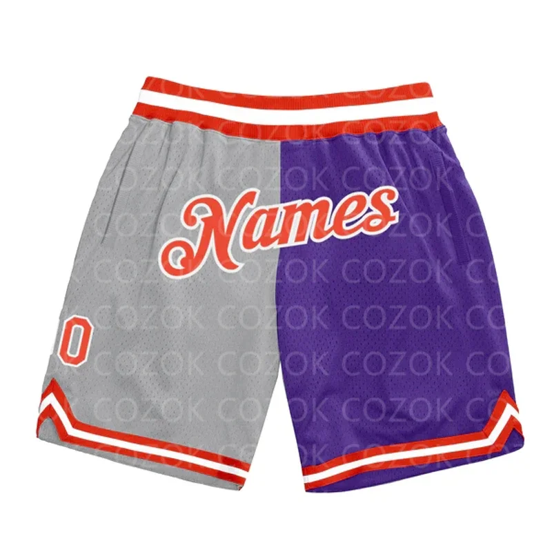 Custom Yellow Purple Authentic Basketball Shorts 3D Printed Men Shorts Your Name Mumber Quick Drying Beach Shorts