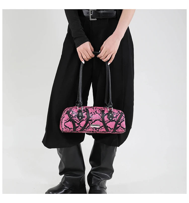 Snake Pattern PU Square Shoulder Bags High Quality Sense of Luxury Personality Popularity Women's Armpit Bags 2025 Fashion New