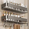 Bathroom Storage Rack Non Perforated Wall Mounted Towel Rack Bathroom Washbasin Cosmetics Storage Rack Wrought Iron Material 1