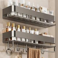Bathroom Storage Rack Non Perforated Wall Mounted Towel Rack Bathroom Washbasin Cosmetics Storage Rack Wrought Iron Material 1