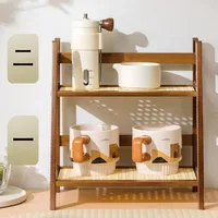 Countertop Organizer 2 Layer Coffee Cup Holder Multipurpose Bamboo Storage Shelf for Hotel Apartment Dressing Table Kitchen Home 2