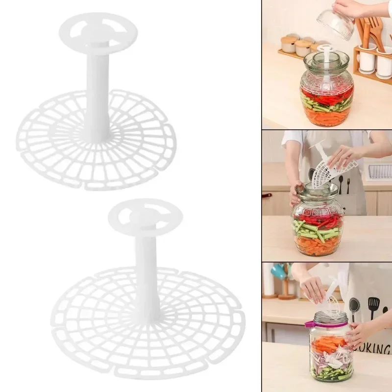 Pickle Jar Press Plastic Holder For Compaction In Kimchi Jar Pickle Tool Korean Home Making Kimchi Kitchen Gadgets 5.9/7.4In