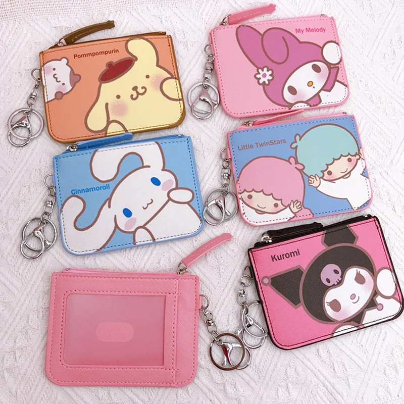 

Sanrio Kawaii Hello бумажник "Котёнок" Melody Kuromi Cinnamoroll кошелек для монет женский аниме детский ПУ держатель для карт рождественские подарки для девочек