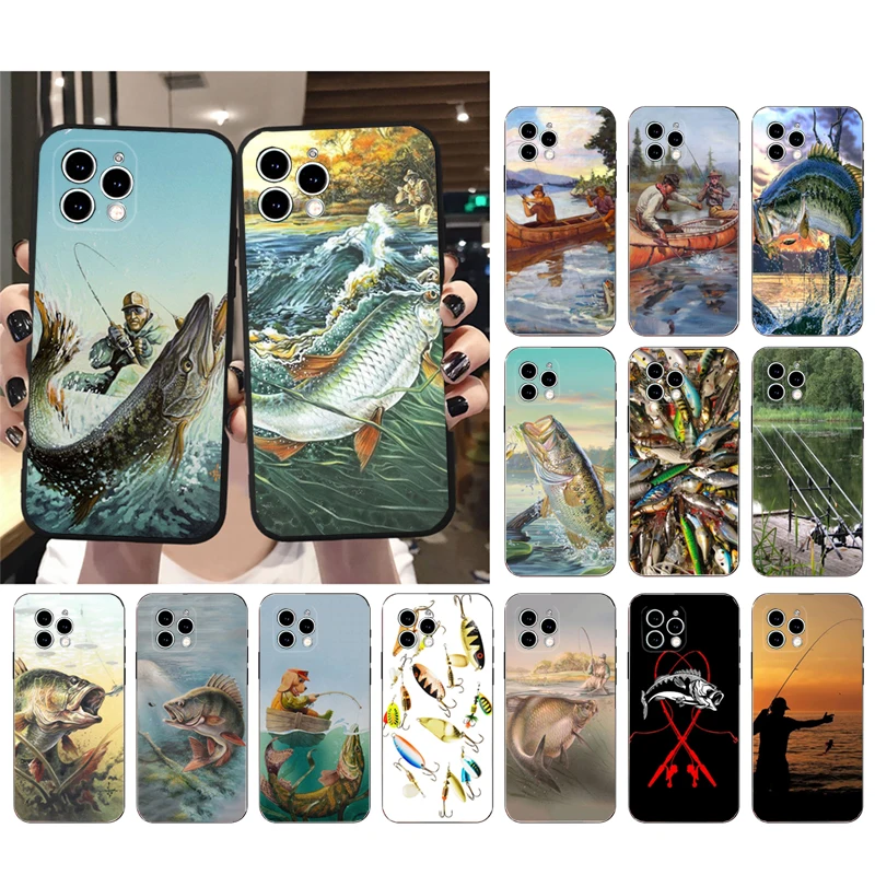 

Bass Fish Fisherman Phone Case For iphone 15 14 Pro Max 13 12 11 Pro Max XSMax XR 12 13 mini 14 Plus Shell