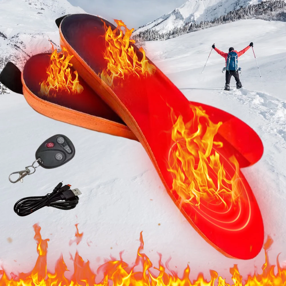 

Men Women Foot Winter Warmer Pad USB Rechargeable Heated Inner Soles Heated Insoles Feet Warmer for Outdoor Work Hiking Camping