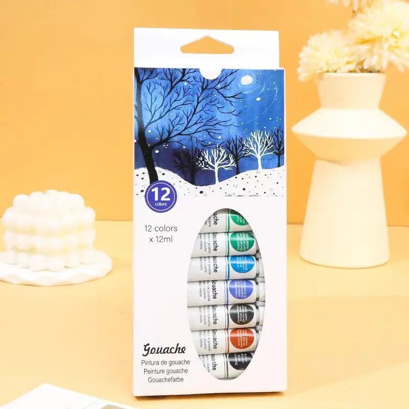 12 color acrylic paint set Beginner hand painted 12ml oil gouache watercolor painting paint 5