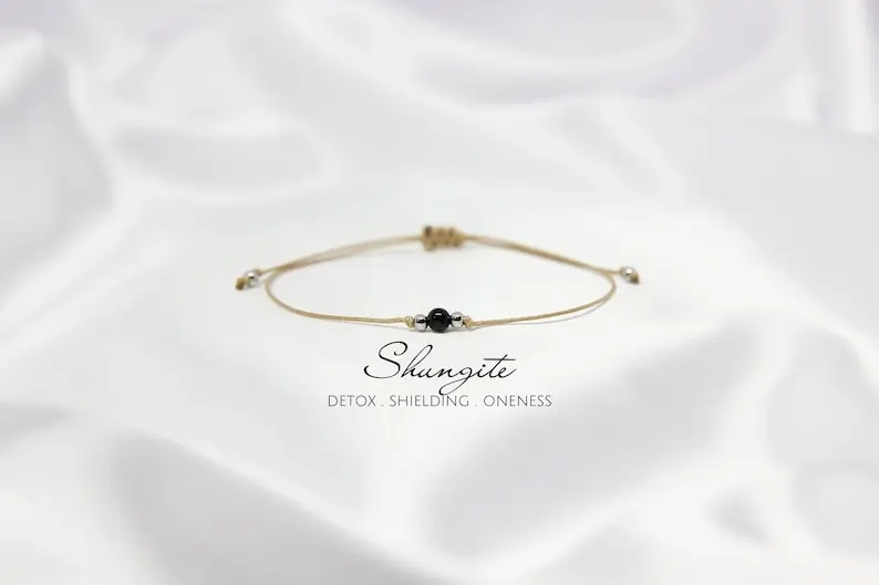 Shungite Simple Women'S Small Crystal Hippie Bracciale Best Friend Gift