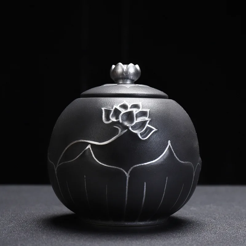 Black Urns for Ceramics Ashes Sealed Cremation Funeral Keepsake Human Pet Memorial Suitable Home Fireplaces Burial Ash Urn