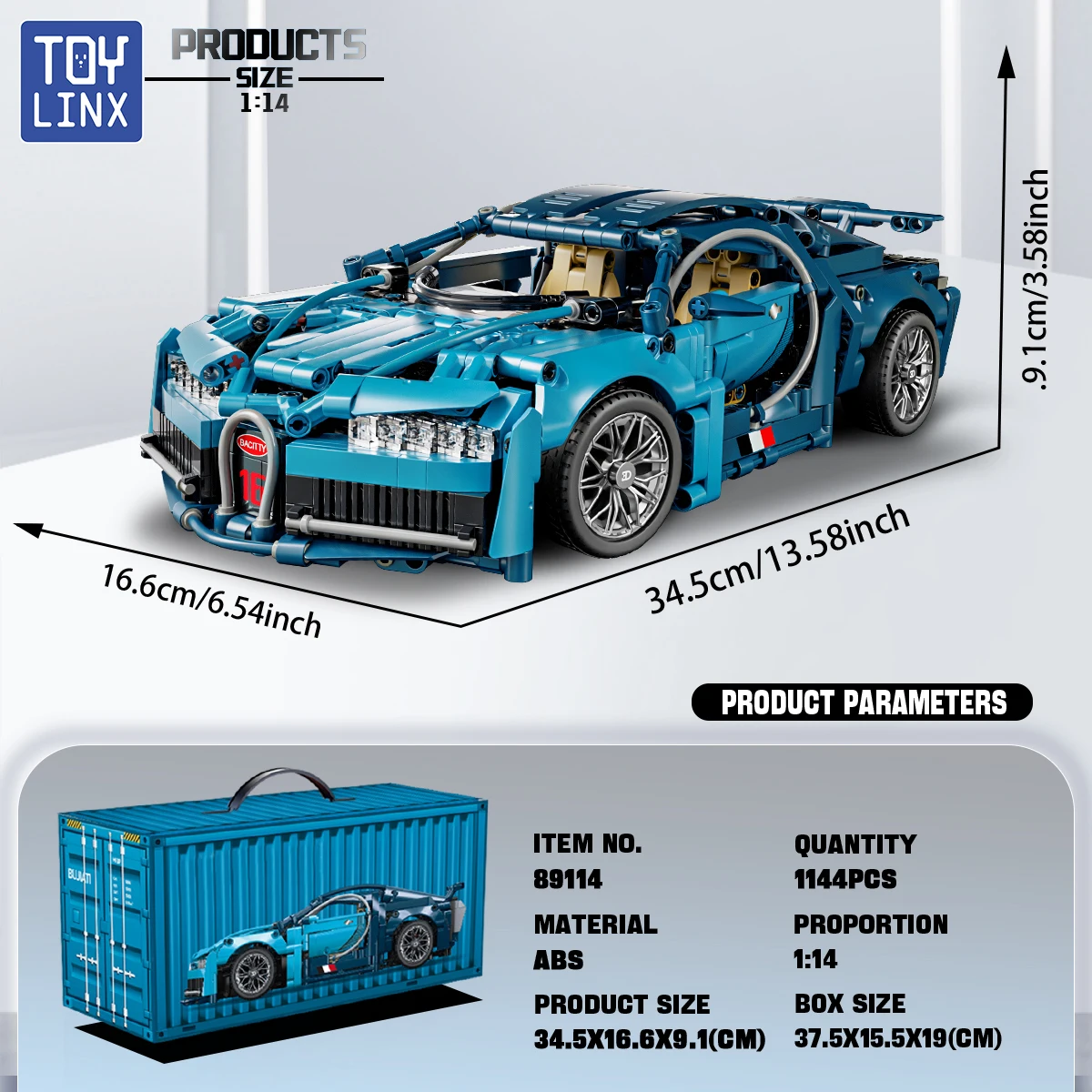 ToylinX 1:14 Supercar Building Block Toy Optional Power Group 14+