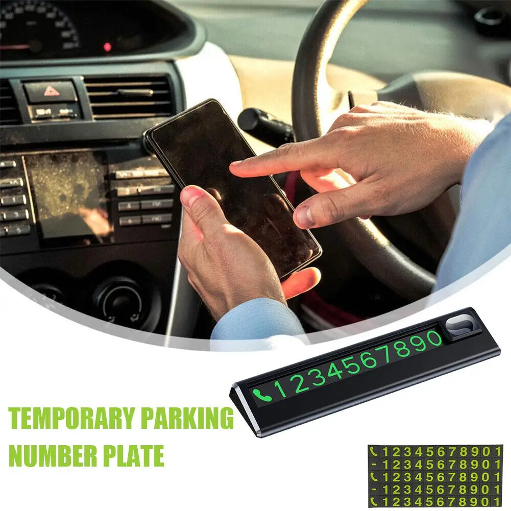 

Car Temporary Parking Card Automobile Digital Luminous Plate Parking Temporary Sign Universal Car Number Phone P1Q7