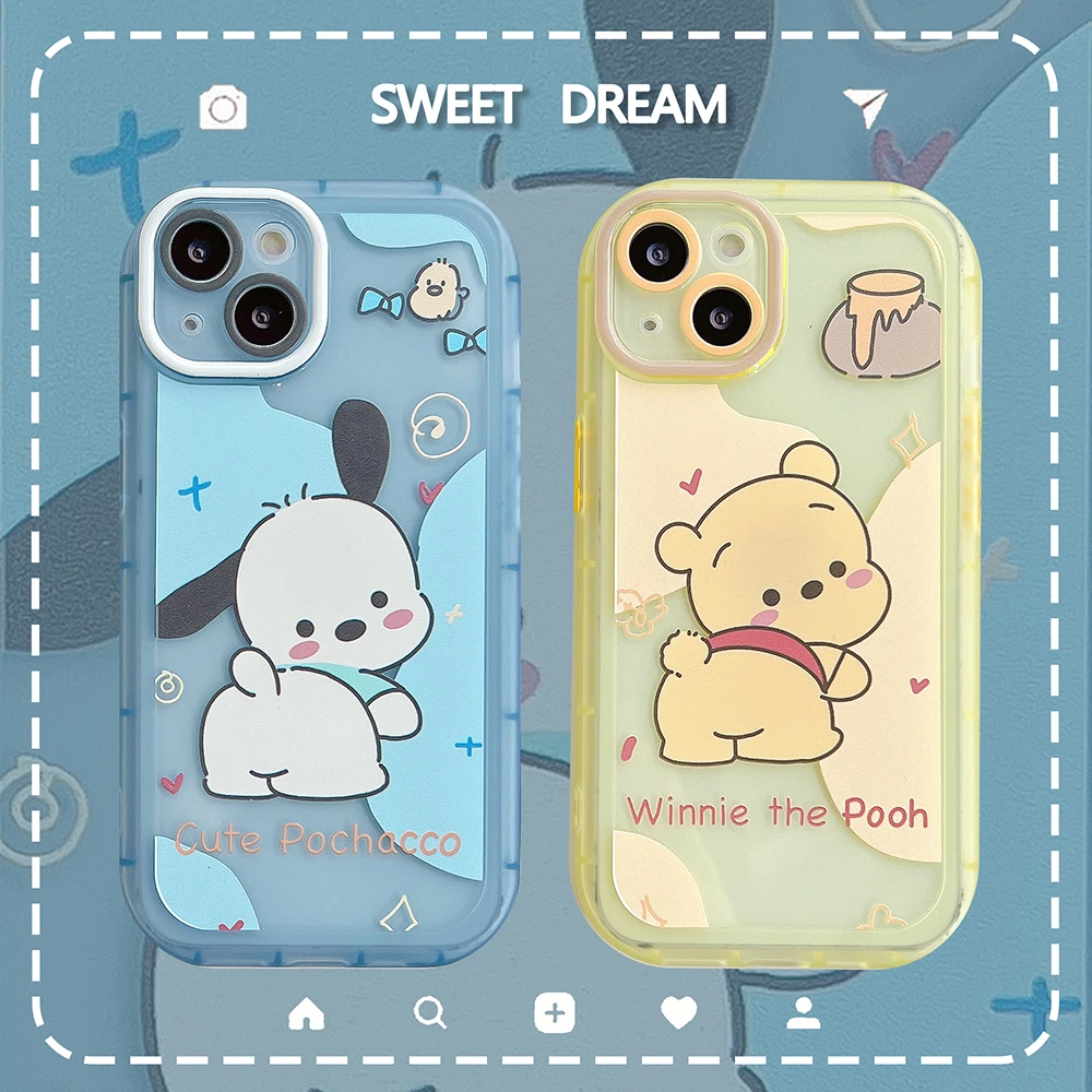 Disney Winnie the Pooh Cute Pochacco Phone Cases For iPhone 13 12 11 Pro Max Mini XR XS MAX 8 X 7 Frosted Soft Shell Back Cover iphone 13 pro phone case