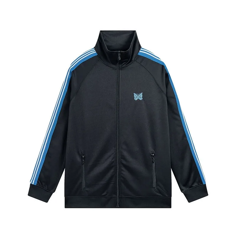

Black Needles Jacket Men Women Casual Coats Butterfly Embroidery Jackets Elastic waist Drawstring Track Jogging Pants
