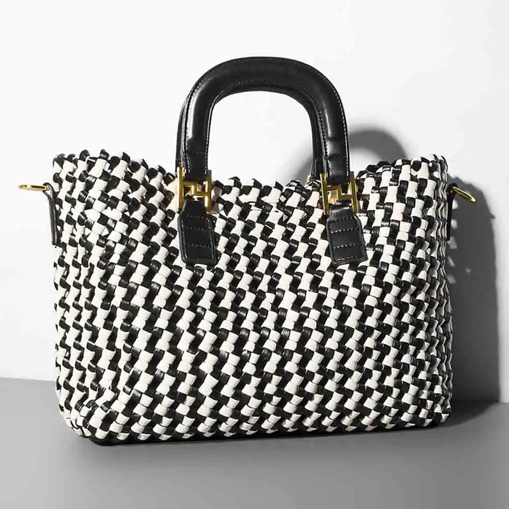Ms Luxe Designer Tassen Pu Lederen Geweven Zak Vrouwen Grote Tote