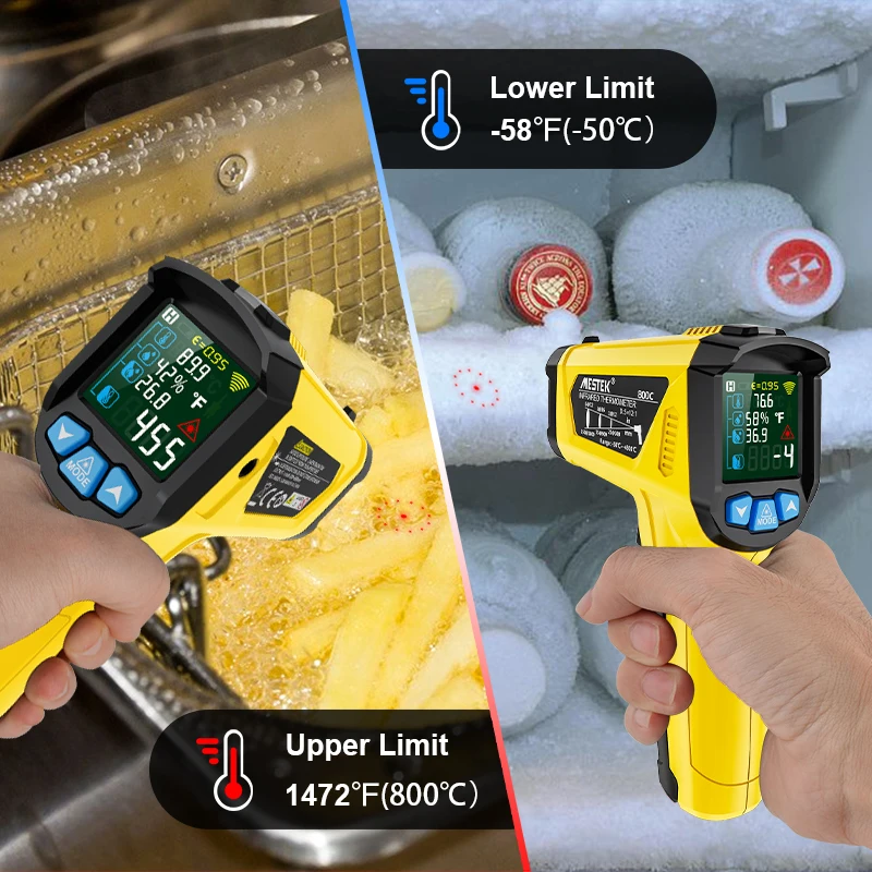 Infrared Thermometer Mestek Non-contact K-type -50~800&deg;C Forge Furnace IR Industrial Laser High Temperature