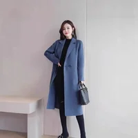 Double-Sided Woolen Coat Spring Autumn New Style Women's Mid-Length Slim Fit High-End Woolen Coat Fashionable Elegant Outerwear