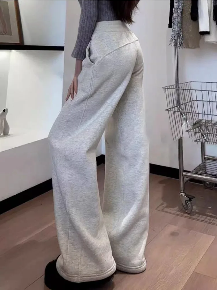 

Deeptown Korean Style Grey Sweatpants Women Gyaru Vintage Wide Leg Baggy Jogger Pants Kpop Streetwear Oversize Loose Trousers