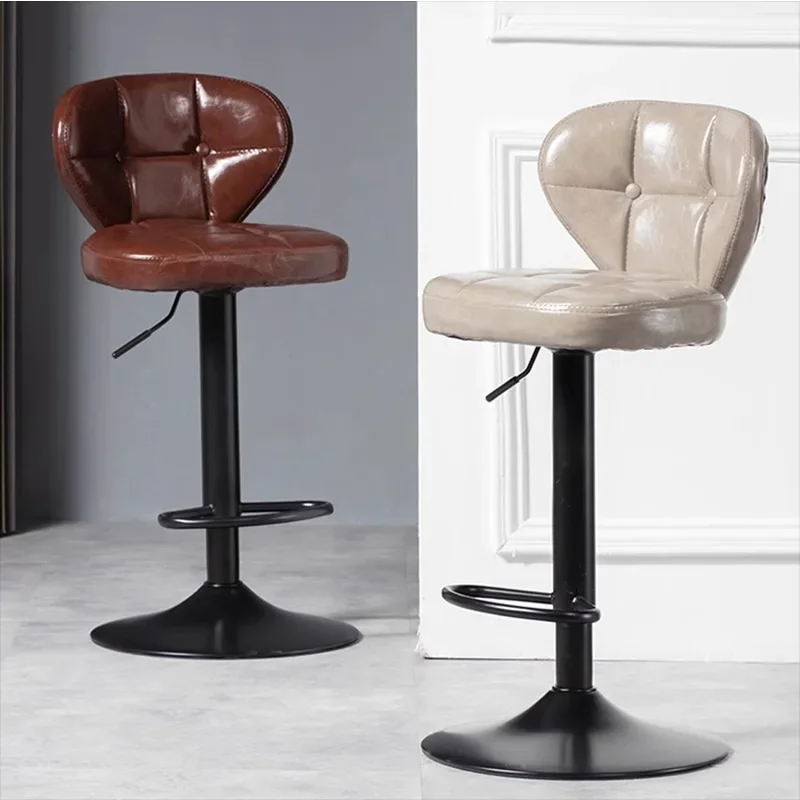 

Modern High Bar Chair Dining Chairs Stool Leather Office Portable Dining Chairs Relax Chaises Salle Manger Balcony Furnitures