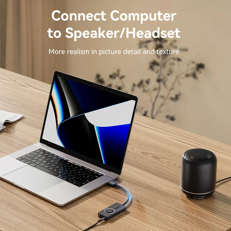 Vention USB External Sound Card USB to 3.5mm Audio Adapter USB to Earphone Microphone for Macbook Computer Laptop PS4 Sound Card — view 3