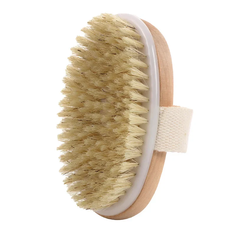 Natural Bristle Brush Soft Wet Dry Skin Body SPA Brush Bath Massager Home Dry Wet Back Shower Brushes Exfoliating Bathing Brush 5