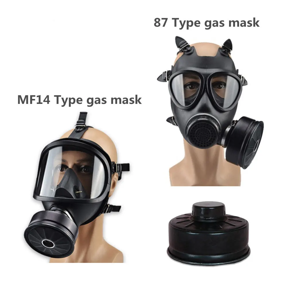 

Black MF14/87 Type Gas Mask Full Face Chemical Respirator Natural Rubber Filter Self-priming