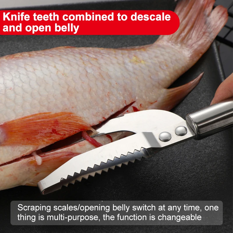3 In 1 Stainless Steel Fish Scale Knife Cut/Scrape/Dig Maw Sawtooth Peelers Fast Cleaner Remove Skin Brush Kitchen Accessories