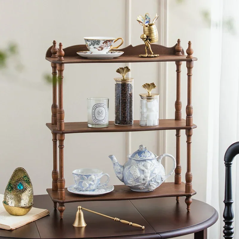 

Vintage Tabletop Cup Multi-layer Storage Rack 3 Tier Wall Mounted Shelves DIY Bookshelf Hanging Wall Shelves Cup Display Stand